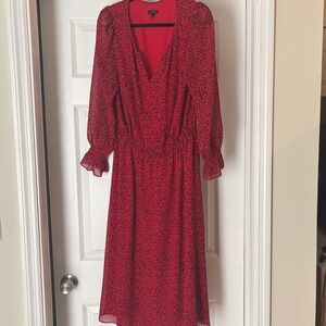 Talbots Red and Black Long Sleeve Dress
